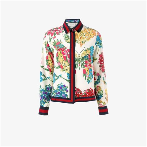 gucci corsage silk print shirt replica|Gucci shirt checker.